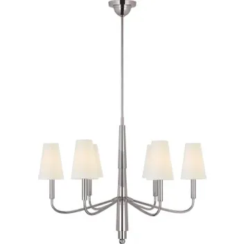 Thomas O'Brien Farlane 6 Light 33 inch Polished Nickel Chandelier Ceiling Light in Linen, Small