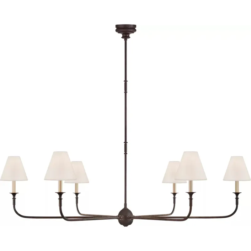 Thomas O'Brien Piaf 6 Light 58 inch Aged Iron and Ebonized Oak Chandelier Ceiling Light, Grande