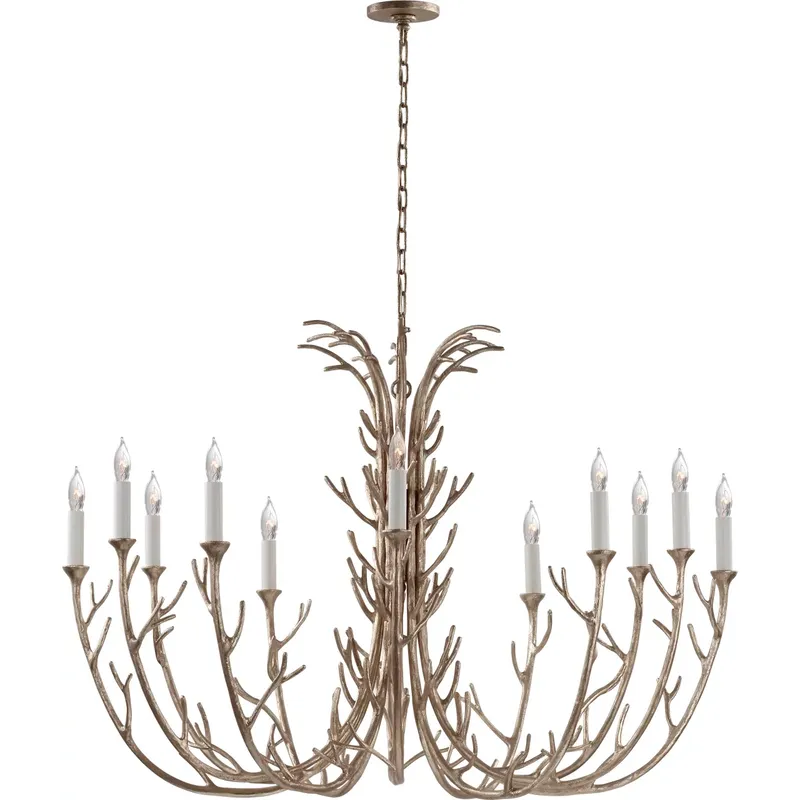 Julie Neill Silva 12 Light 48.25 inch Burnished Silver Leaf Chandelier Ceiling Light, Grande