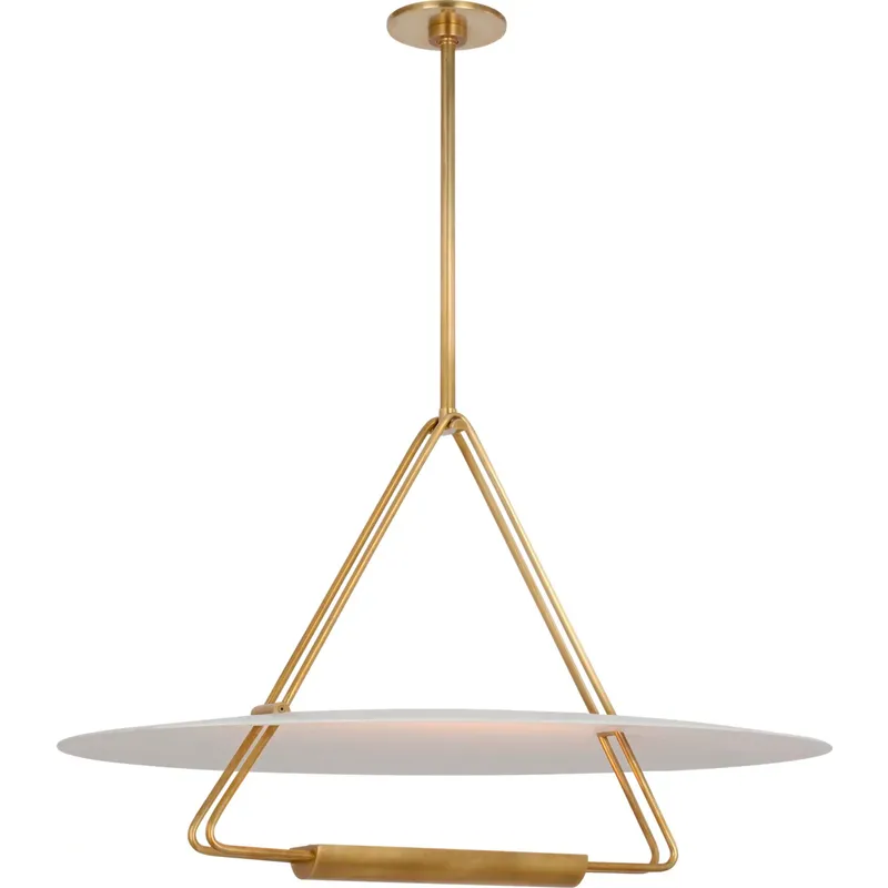 Kelly Wearstler Teline LED 30 inch Antique-Burnished Brass and Matte White Round Chandelier Ceiling Light