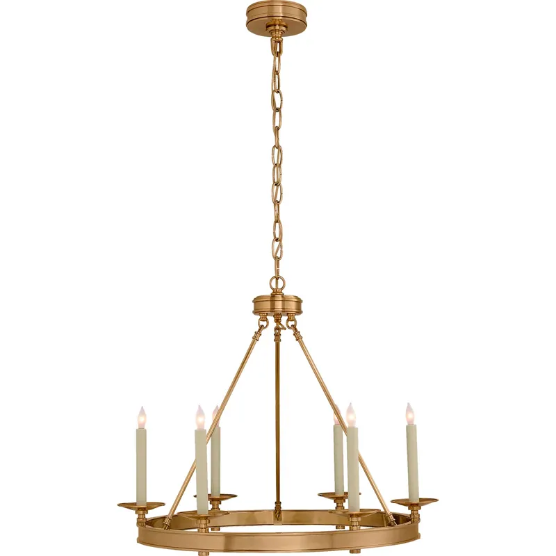 Chapman & Myers Launceton 6 Light 27 inch Antique-Burnished Brass Ring Chandelier Ceiling Light, Small
