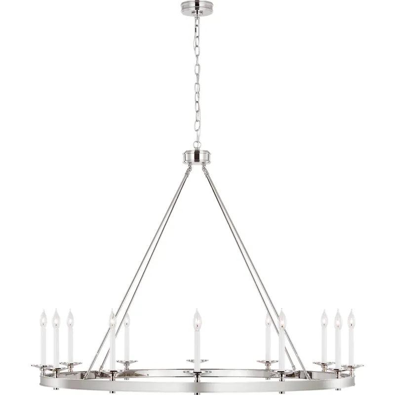 Chapman & Myers Launceton LED 53.25 inch Polished Nickel Ring Chandelier Ceiling Light, Grande