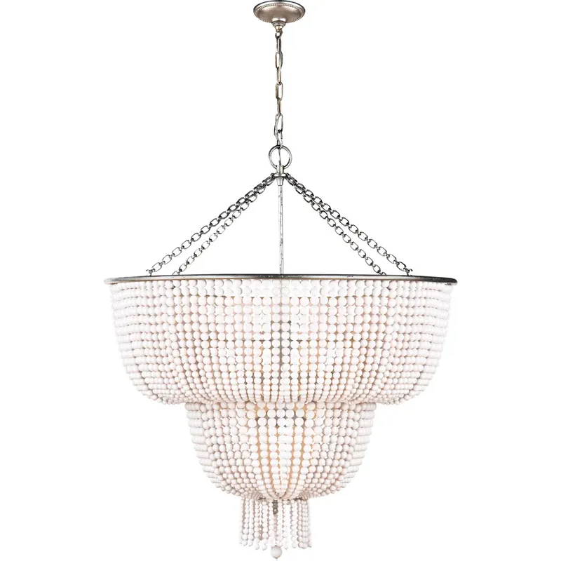 AERIN Jacqueline 12 Light 32.25 inch Burnished Silver Leaf Two-Tier Chandelier Ceiling Light in White Acrylic