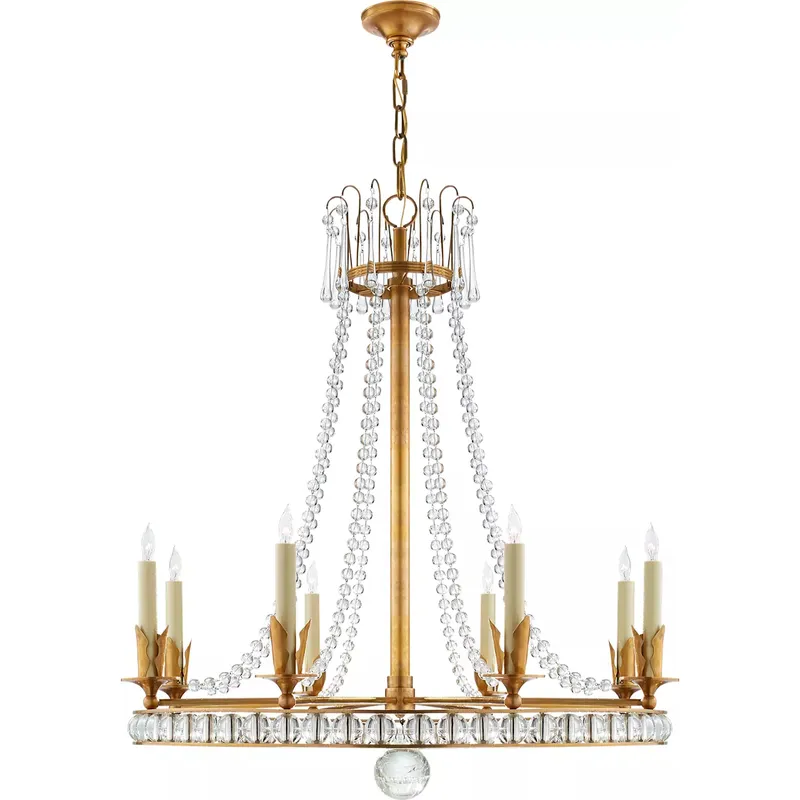 Joe Nye Regency 8 Light 31 inch Hand-Rubbed Antique Brass Chandelier Ceiling Light, Large