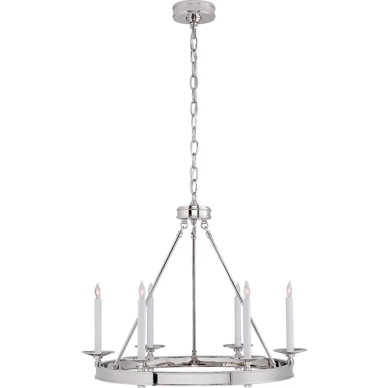 Chapman & Myers Launceton 6 Light 27 inch Polished Nickel Ring Chandelier Ceiling Light, Small