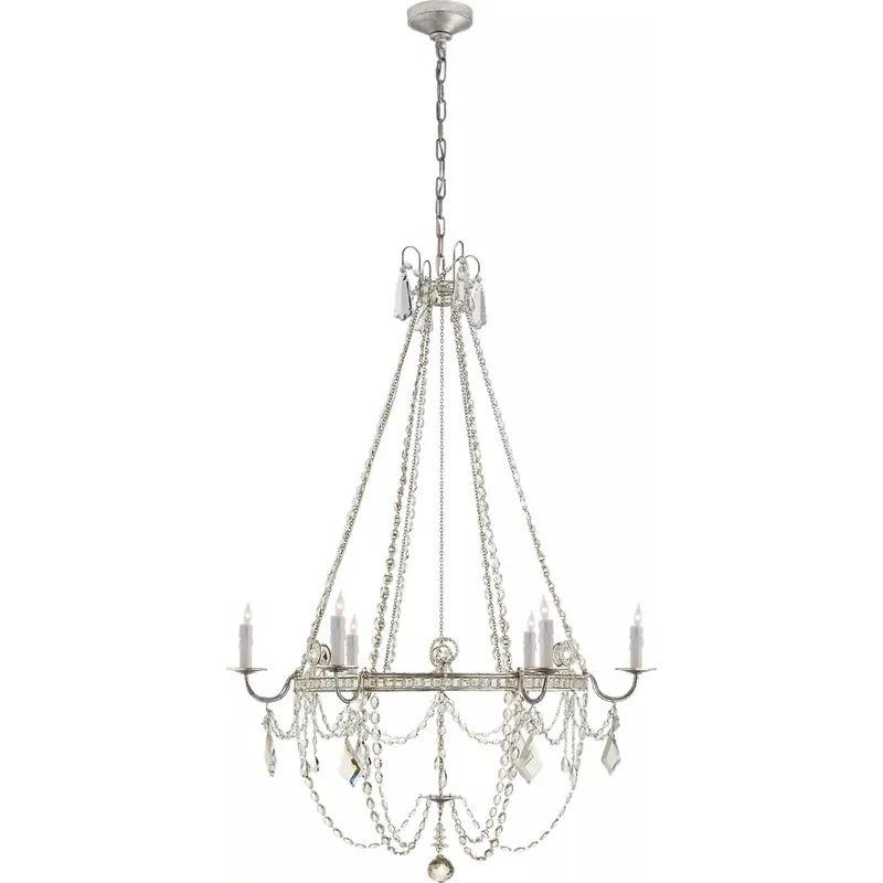 J. Randall Powers Sharon 6 Light 36 inch Burnished Silver Leaf Chandelier Ceiling Light, Medium