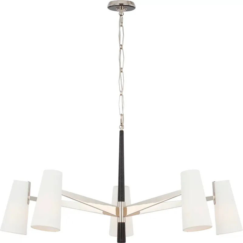 AERIN Olina LED 42 inch Polished Nickel and Ebony Chandelier Ceiling Light
