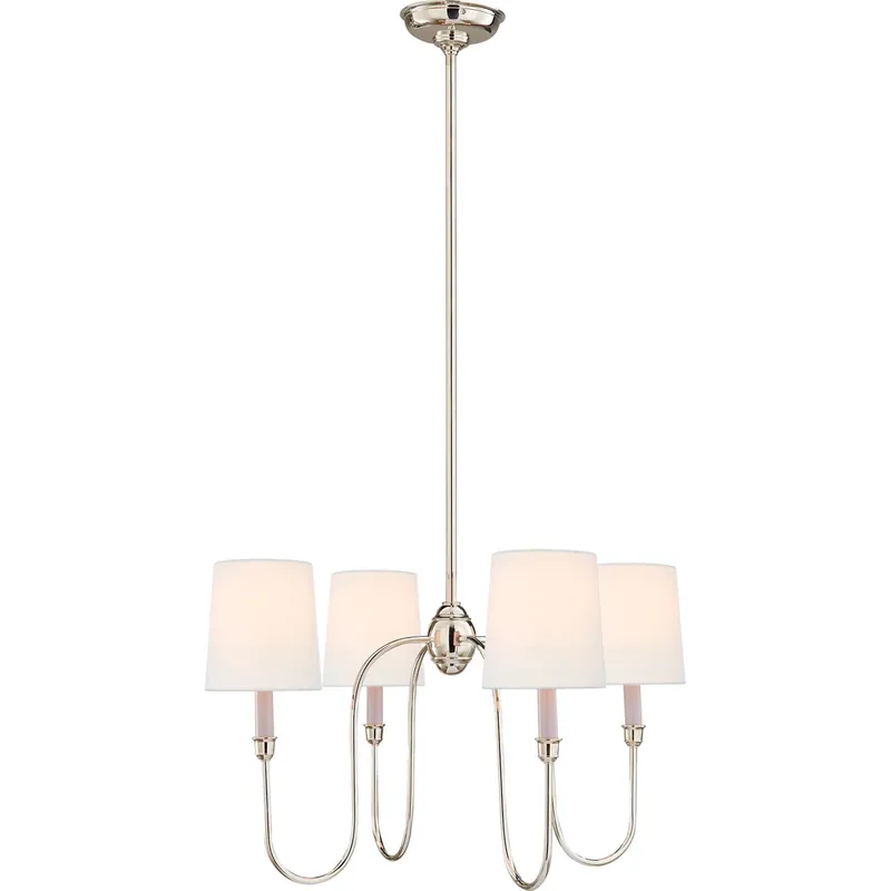 Thomas O'Brien Vendome 4 Light 26 inch Polished Nickel Chandelier Ceiling Light in Linen, Small