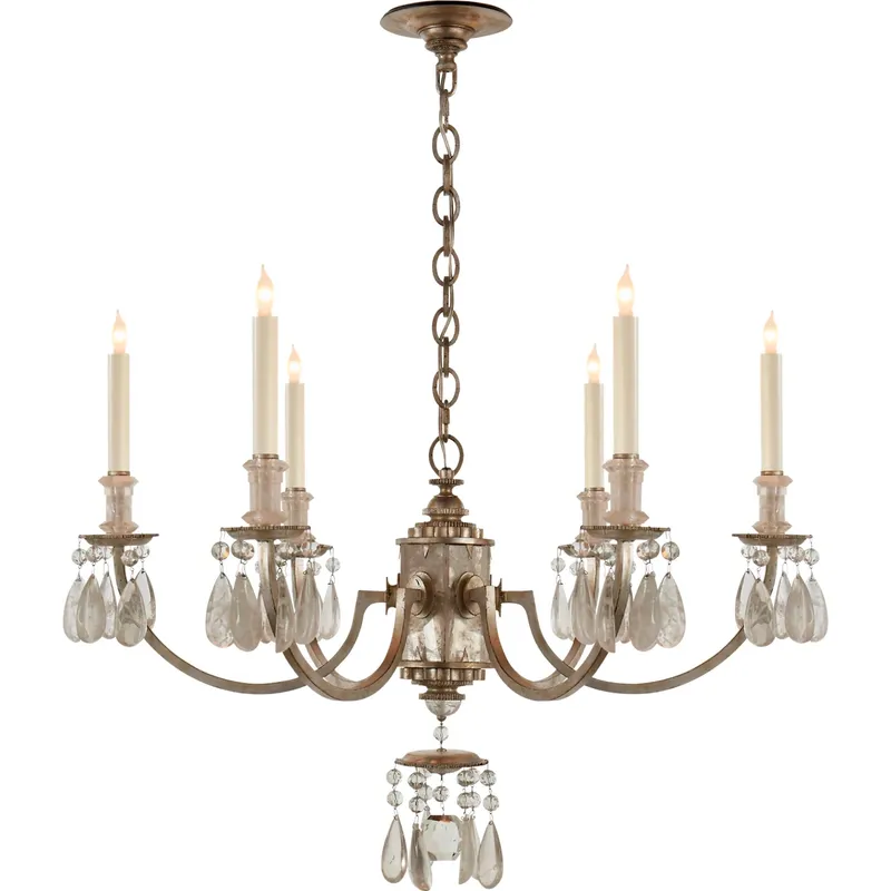 Thomas O'Brien Elizabeth 6 Light 33 inch Burnished Silver Leaf Chandelier Ceiling Light