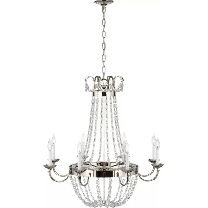 Chapman & Myers Paris Flea Market 8 Light 32.5 inch Polished Nickel Chandelier Ceiling Light, Large