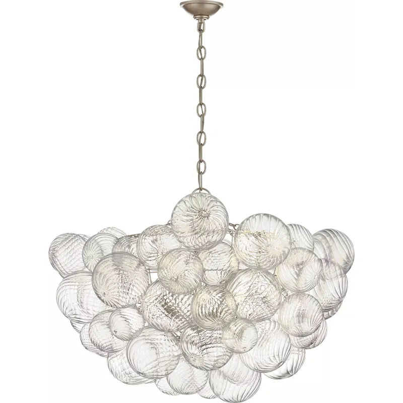 Julie Neill Talia 8 Light 33 inch Burnished Silver Leaf and Clear Swirled Glass Chandelier Ceiling Light, Large
