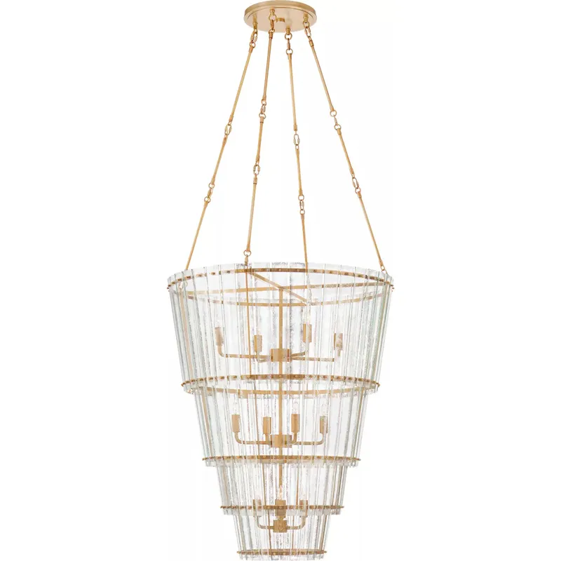 Carrier and Company Cadence 12 Light 30.75 inch Hand-Rubbed Antique Brass Waterfall Chandelier Ceiling Light, Large
