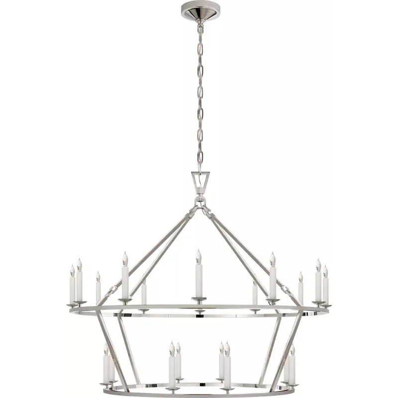 Chapman & Myers Darlana 20 Light 40 inch Polished Nickel Two-Tiered Ring Chandelier Ceiling Light, Large