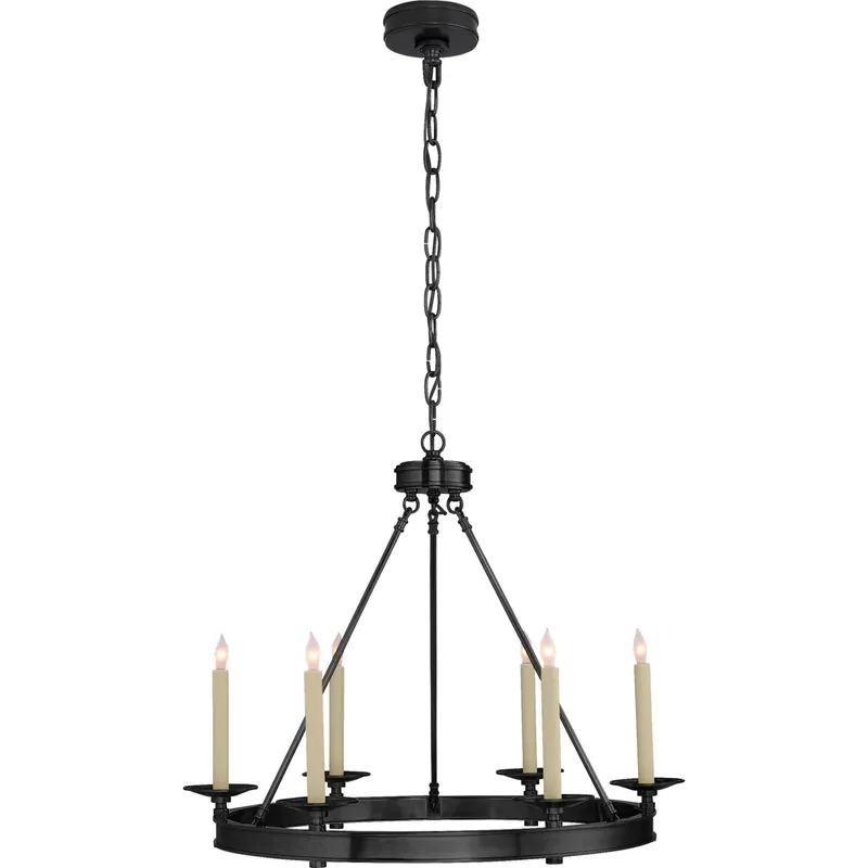 Chapman & Myers Launceton 6 Light 27 inch Bronze Ring Chandelier Ceiling Light, Small