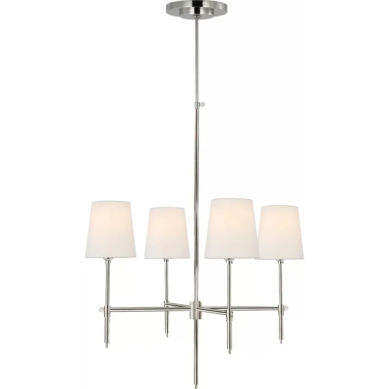 Thomas O'Brien Bryant 4 Light 26 inch Polished Nickel Chandelier Ceiling Light in Linen, Small