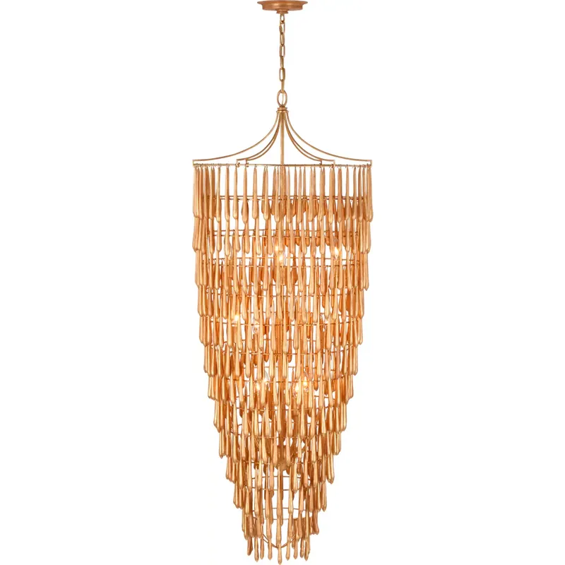Julie Neill Vacarro LED 25 inch Antique Gold Leaf Cascading Chandelier Ceiling Light