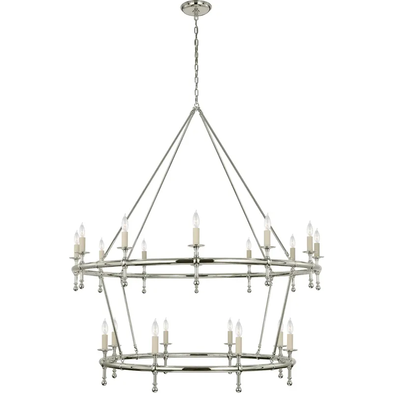 Chapman & Myers Classic LED 54.5 inch Polished Nickel Two-Tier Ring Chandelier Ceiling Light in (None)