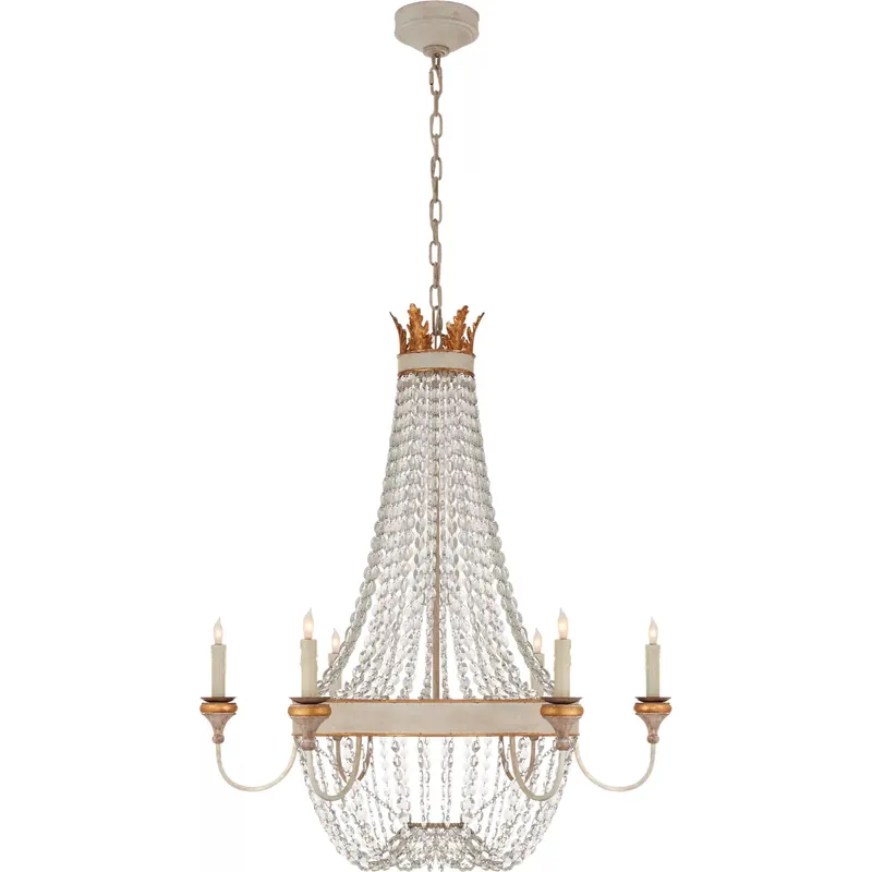 Julie Neill Entellina 6 Light 34.25 inch Vintage White and Gild Chandelier Ceiling Light