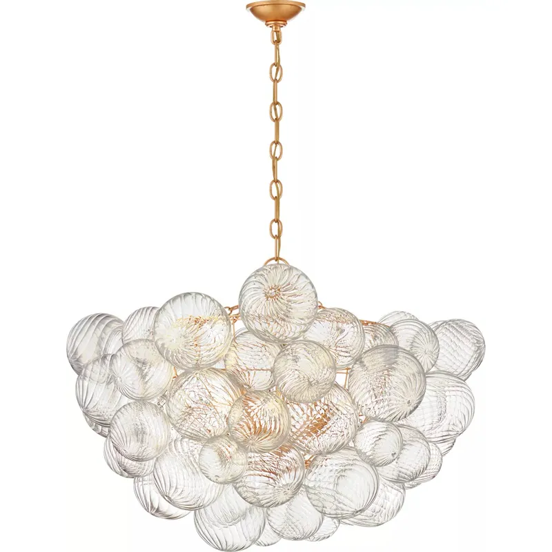 Julie Neill Talia 8 Light 33 inch Gild and Clear Swirled Glass Chandelier Ceiling Light, Large