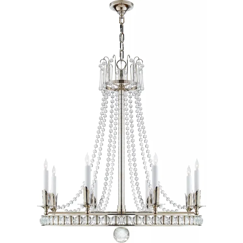 Joe Nye Regency 8 Light 31 inch Polished Nickel Chandelier Ceiling Light, Large