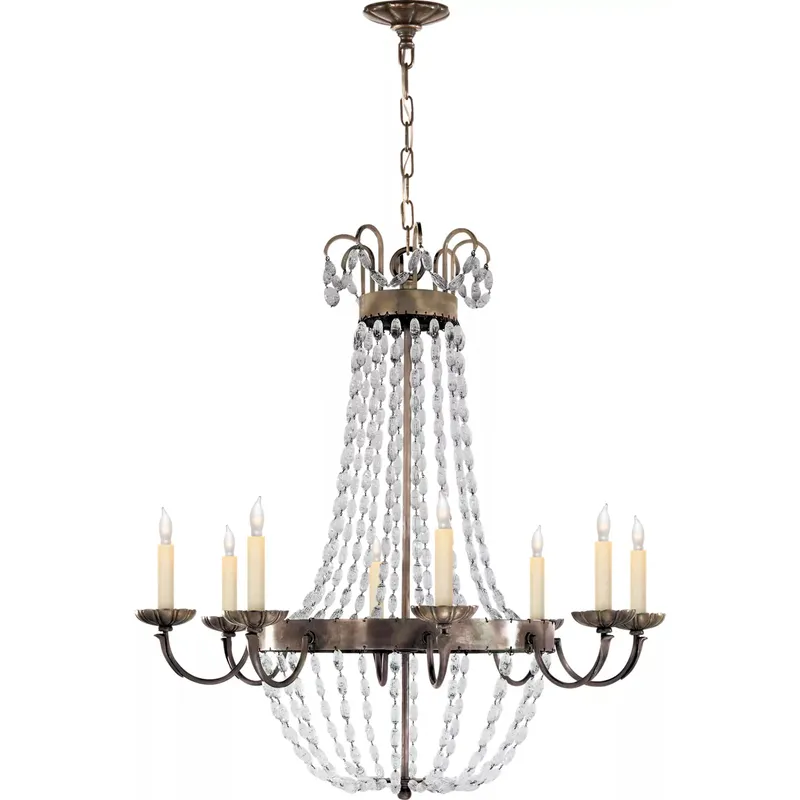 Chapman & Myers Paris Flea Market 8 Light 32 inch Sheffield Silver Chandelier Ceiling Light, Large