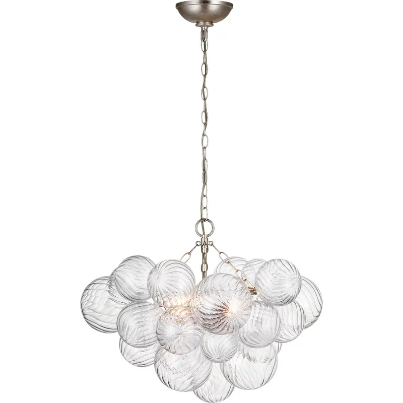 Julie Neill Talia LED 24 inch Burnished Silver Leaf and Clear Swirled Glass Chandelier Ceiling Light, Small