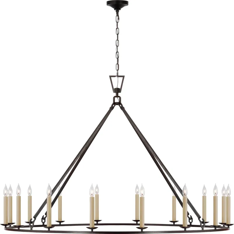 Chapman & Myers Darlana6 LED 61.25 inch Aged Iron Single Ring Chandelier Ceiling Light, Oversized
