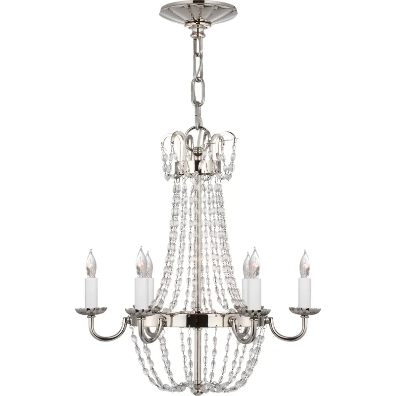 Chapman & Myers Paris Flea Market 6 Light 16.75 inch Polished Nickel Chandelier Ceiling Light, Petite