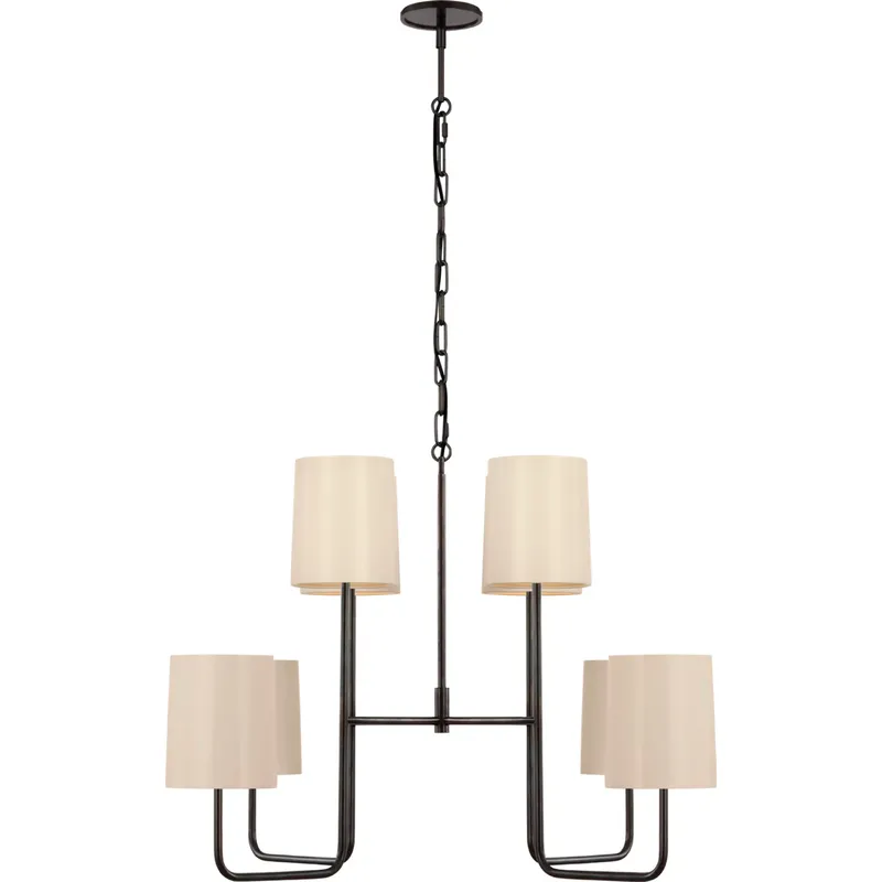 Barbara Barry Go Lightly LED 30 inch Bronze Two Tier Chandelier Ceiling Light in China White, Extra Large