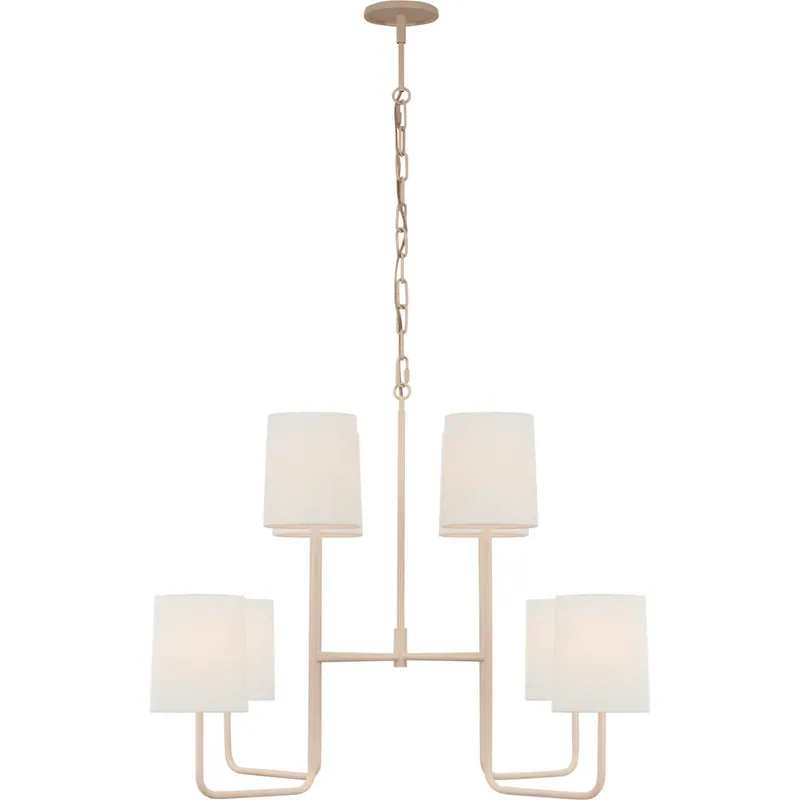 Barbara Barry Go Lightly LED 30 inch China White Two Tier Chandelier Ceiling Light in Linen, Extra Large