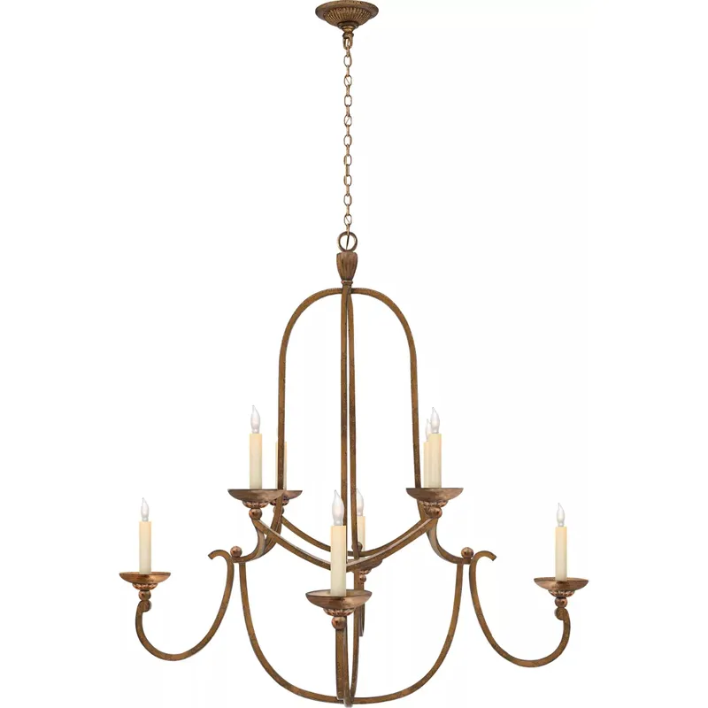 Chapman & Myers Flemish 8 Light 35.5 inch Gilded Iron Chandelier Ceiling Light in (None), Medium