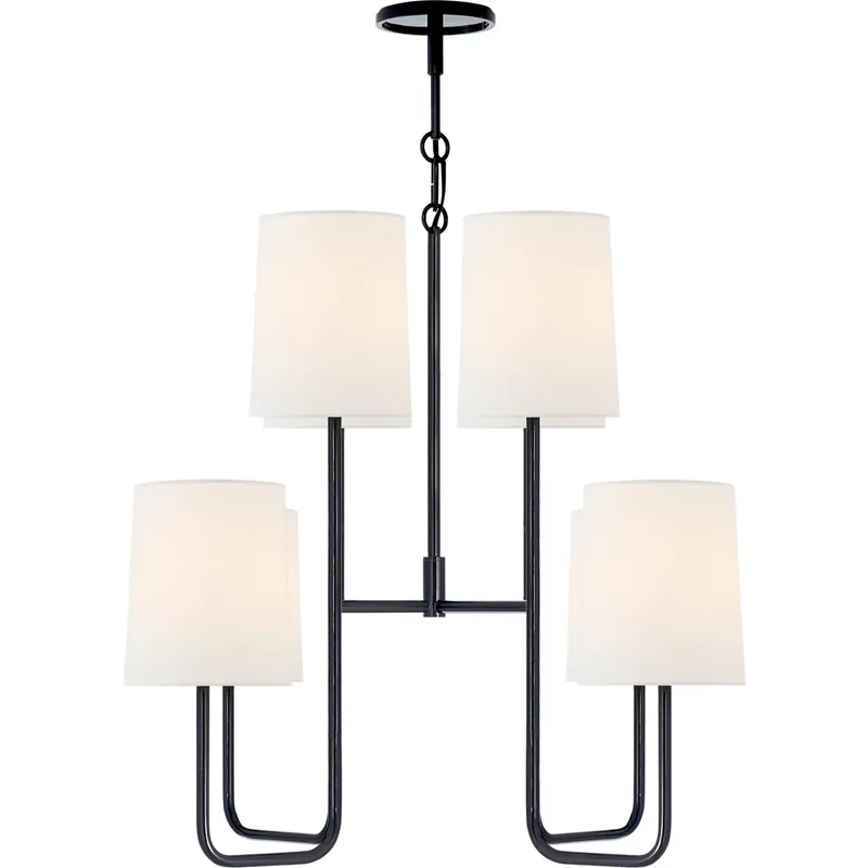 Barbara Barry Go Lightly 8 Light 31 inch Charcoal Chandelier Ceiling Light in Linen, Medium