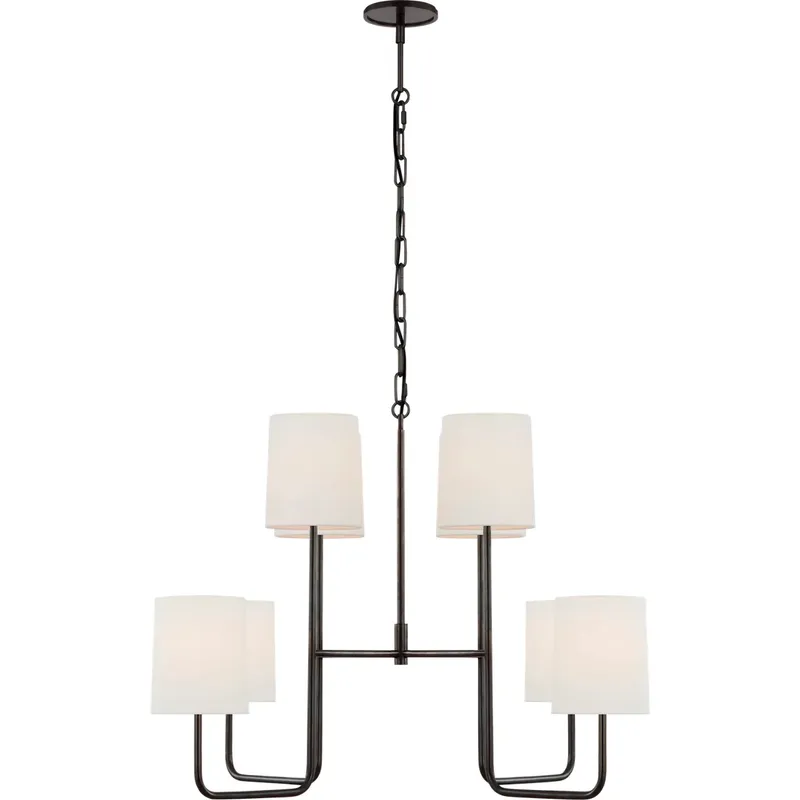 Barbara Barry Go Lightly LED 30 inch Bronze Two Tier Chandelier Ceiling Light in Linen, Extra Large