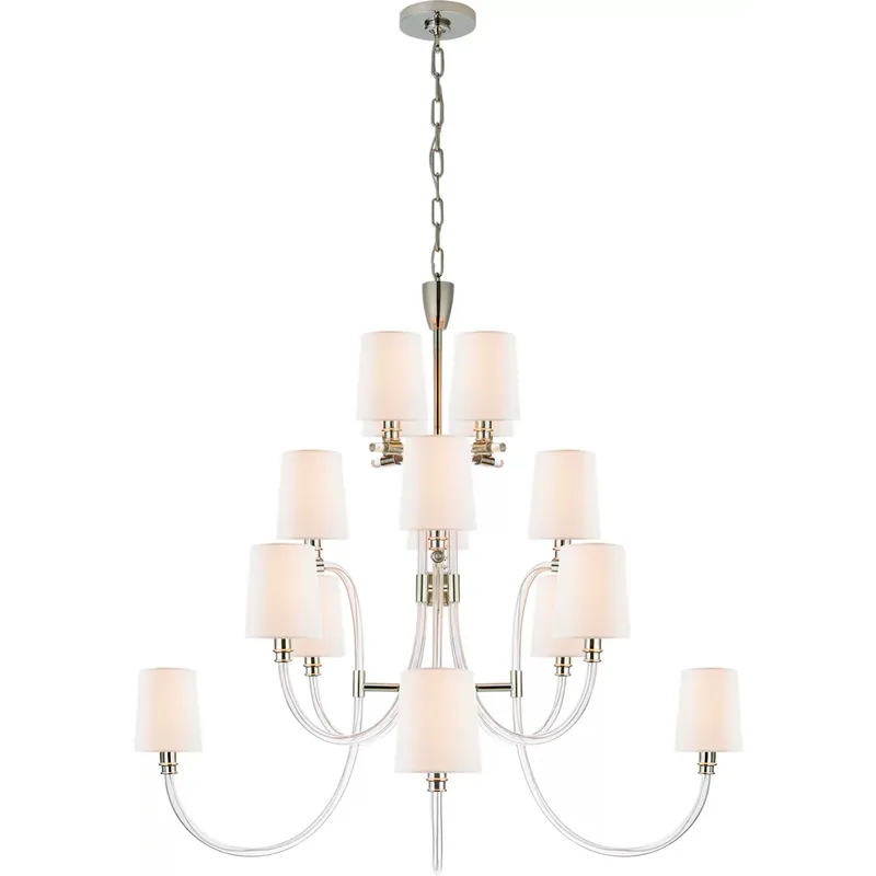 Julie Neill Clarice 16 Light 44.25 inch Clear Acrylic with Polished Nickel Chandelier Ceiling Light in Crystal with Polished Nickel, Large