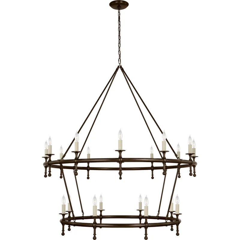 Chapman & Myers Classic LED 54.5 inch Bronze Two-Tier Ring Chandelier Ceiling Light in (None)