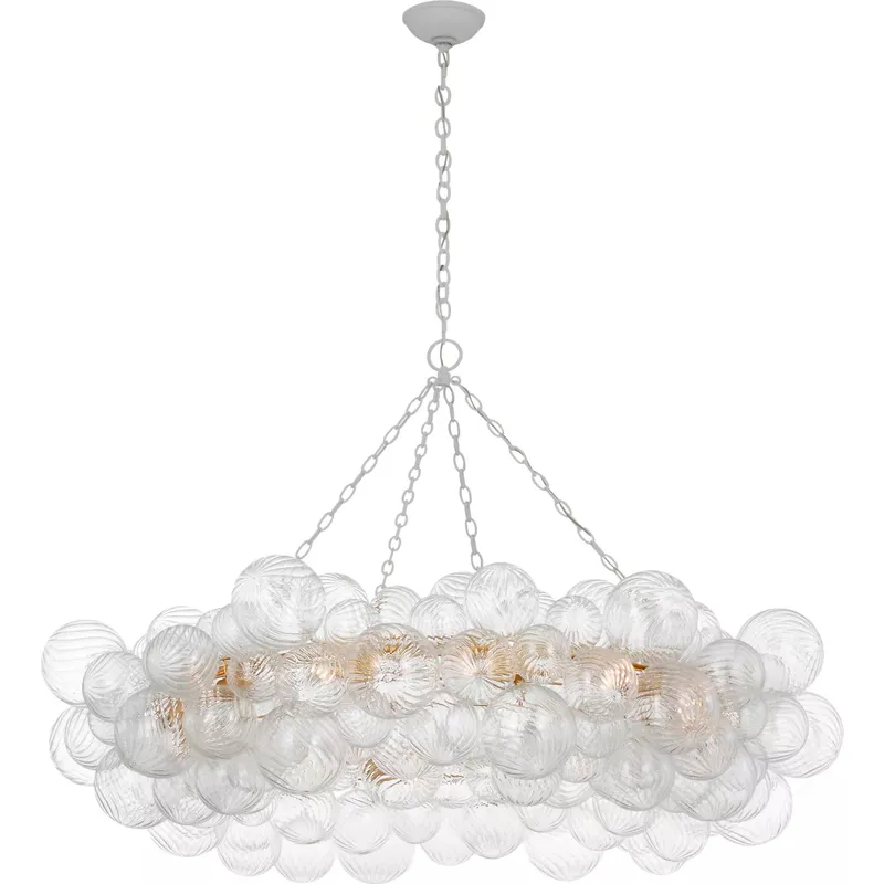 Julie Neill Talia LED 53.5 inch Plaster White and Clear Swirled Glass Ring Chandelier Ceiling Light