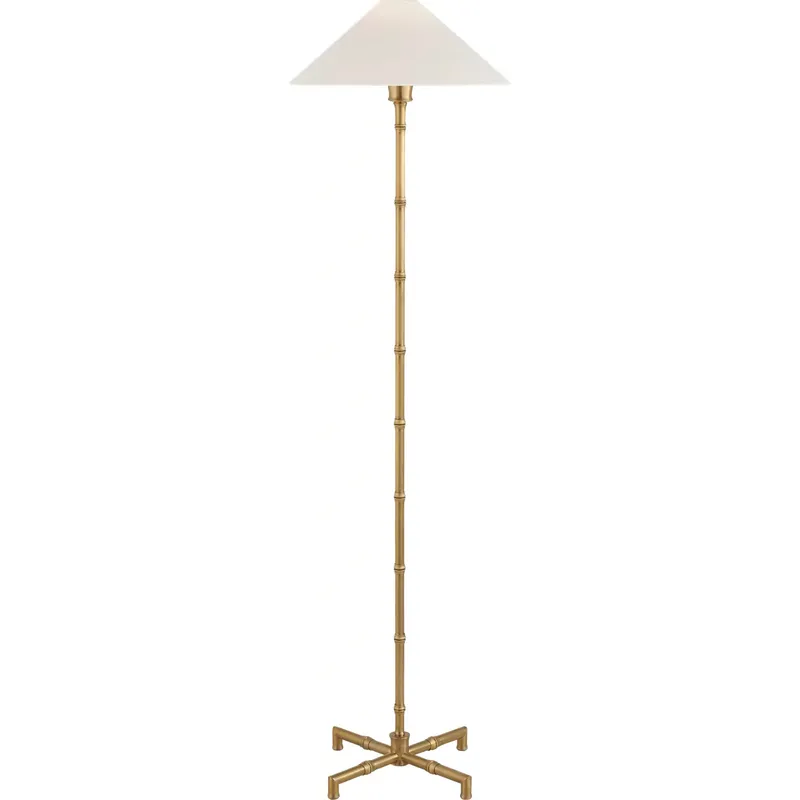 Studio VC Grenol 53 inch 6 watt Hand-Rubbed Antique Brass Floor Lamp Portable Light in Linen