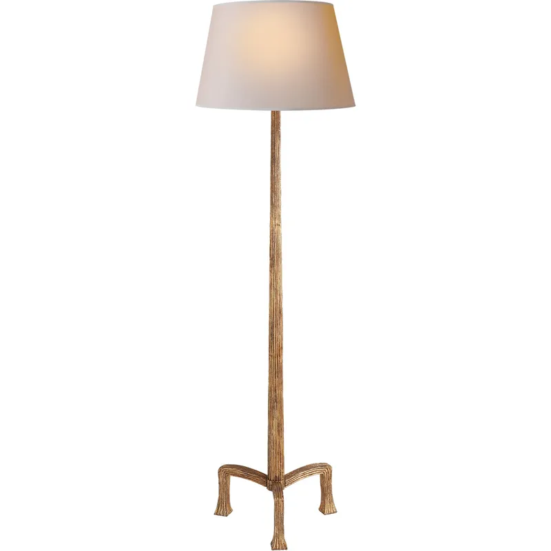 Chapman & Myers Strie 63 inch 150 watt Gilded Iron Floor Lamp Portable Light in Natural Paper