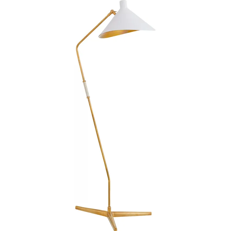 AERIN Mayotte 55.25 inch 60 watt Hand-Rubbed Antique Brass Offset Floor Lamp Portable Light in Matte White, Large
