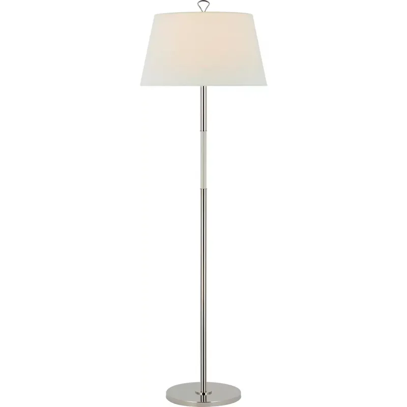 Amber Lewis Griffin 62.5 inch 15 watt Polished Nickel and Parchment Leather Floor Lamp Portable Light, Large
