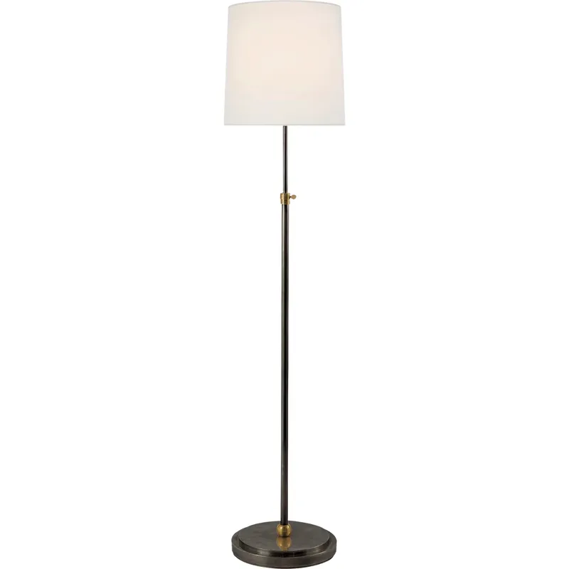 Thomas O'Brien Bryant 44 inch 150 watt Bronze and Hand-Rubbed Antique Brass Floor Lamp Portable Light in Linen