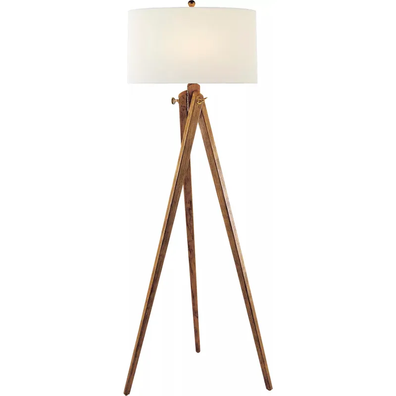 Chapman & Myers Tripod 61 inch 150 watt French Waxed Wood Floor Lamp Portable Light in Linen