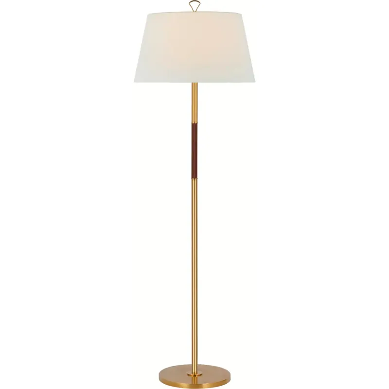 Amber Lewis Griffin 62.5 inch 15 watt Hand-Rubbed Antique Brass and Saddle Leather Floor Lamp Portable Light, Large