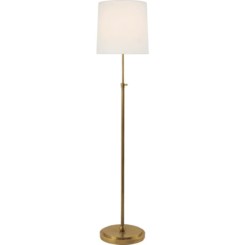 Thomas O'Brien Bryant 44 inch 150 watt Hand-Rubbed Antique Brass Floor Lamp Portable Light in Linen