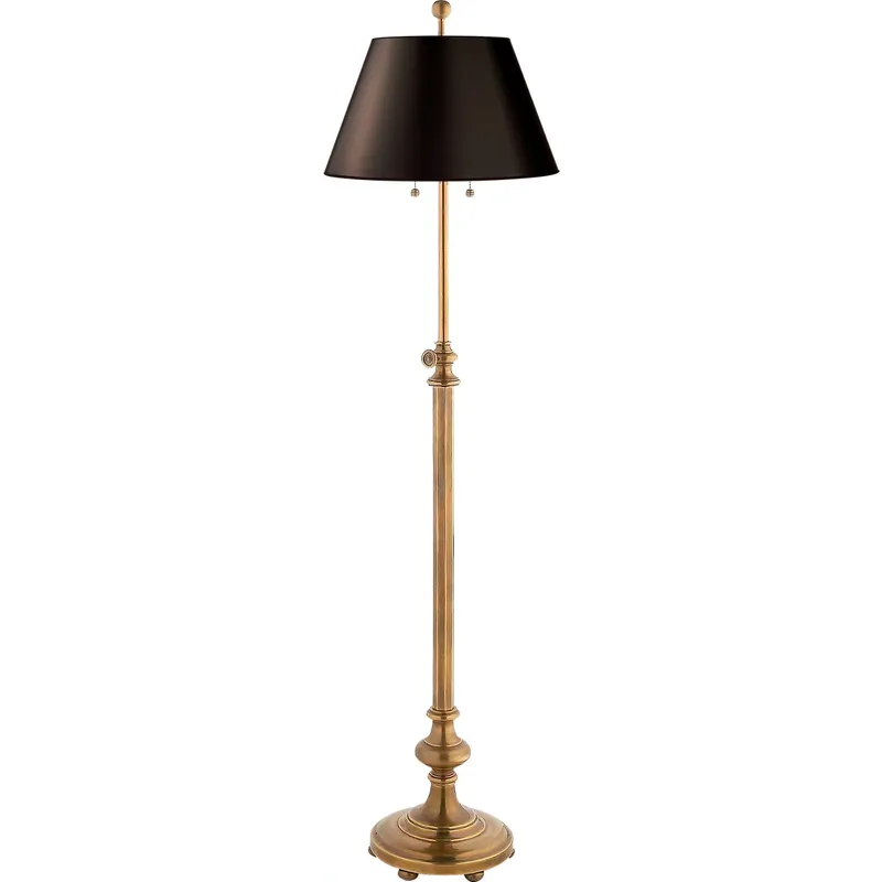 Chapman & Myers Overseas 47 inch 60 watt Antique-Burnished Brass Adjustable Club Floor Lamp Portable Light in Black