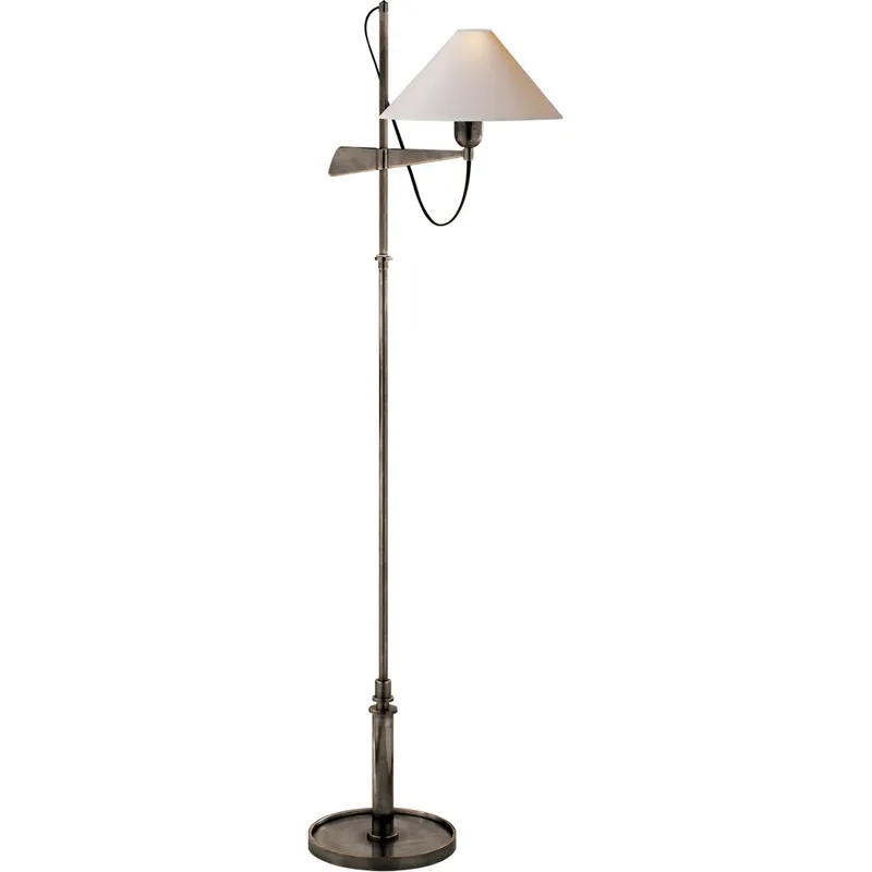 J. Randall Powers Hargett 50 inch 60 watt Bronze Bridge Arm Floor Lamp Portable Light in Natural Paper