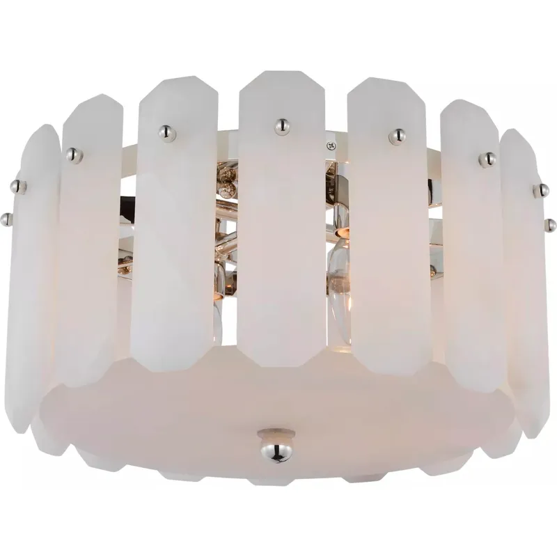 AERIN Bonnington 4 Light 14.25 inch Polished Nickel Flush Mount Ceiling Light in Alabaster, Small