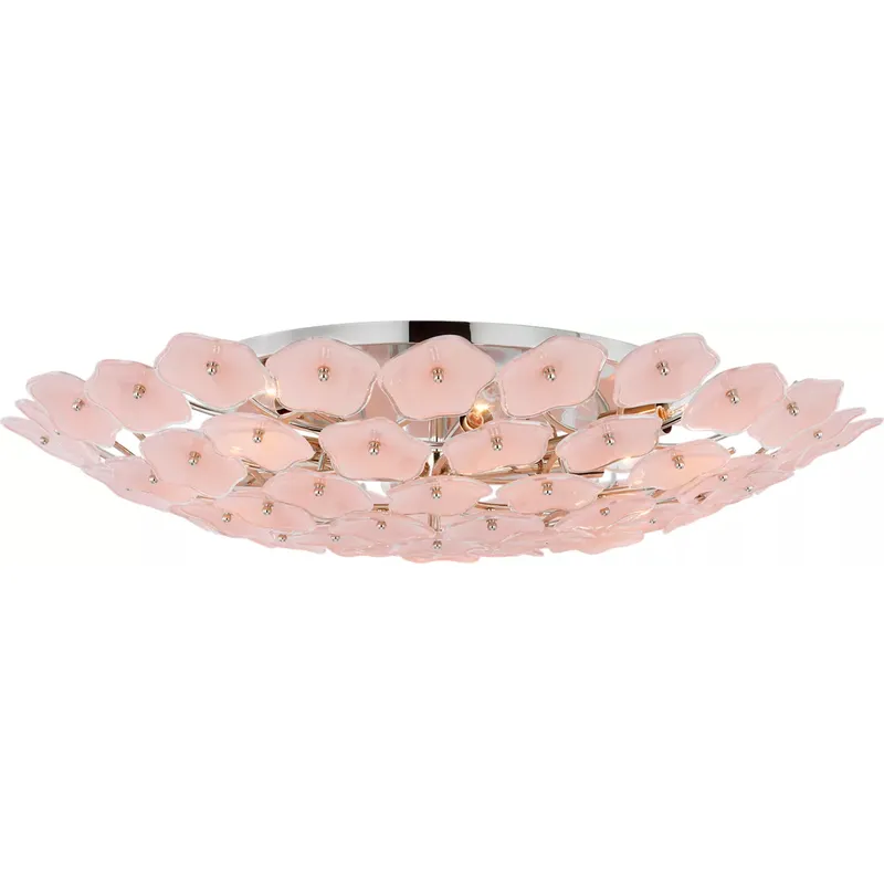 kate spade new york Leighton LED 32.5 inch Polished Nickel Flush Mount Ceiling Light in Blush Tinted Glass, Grande