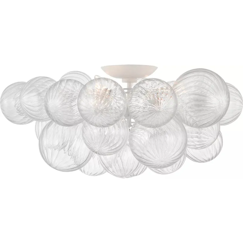 Julie Neill Talia LED 25.25 inch Plaster White and Clear Swirled Glass Flush Mount Ceiling Light, Extra Large
