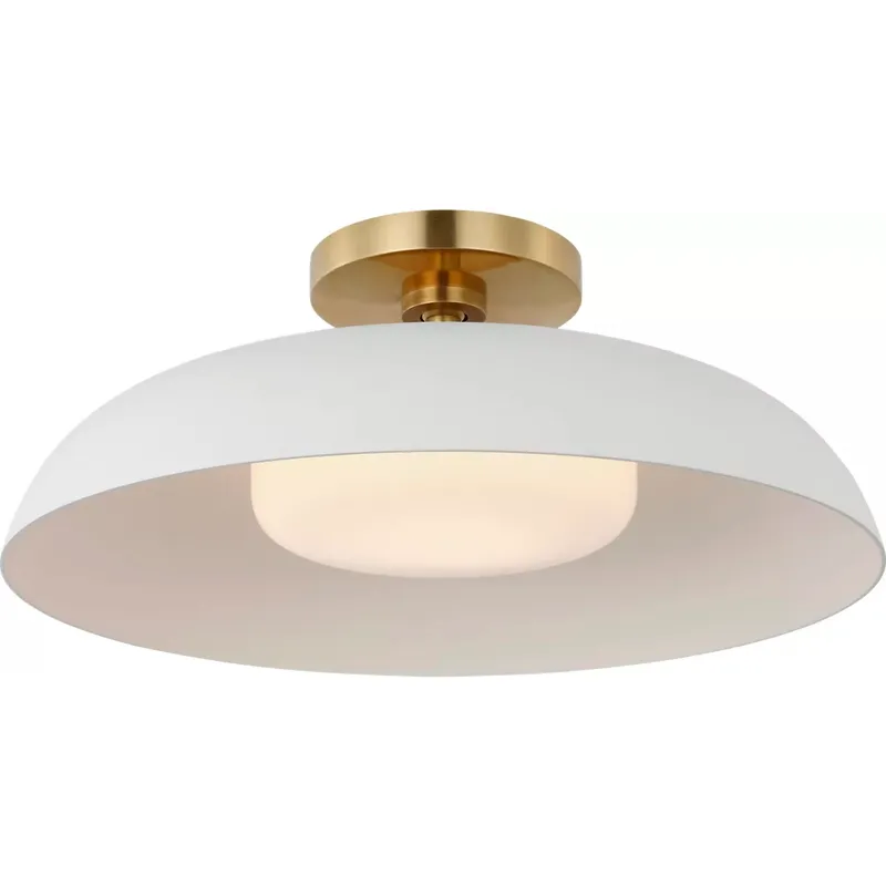 Amber Lewis Cyrus LED 15.5 inch Hand-Rubbed Antique Brass and White Flush Mount Ceiling Light